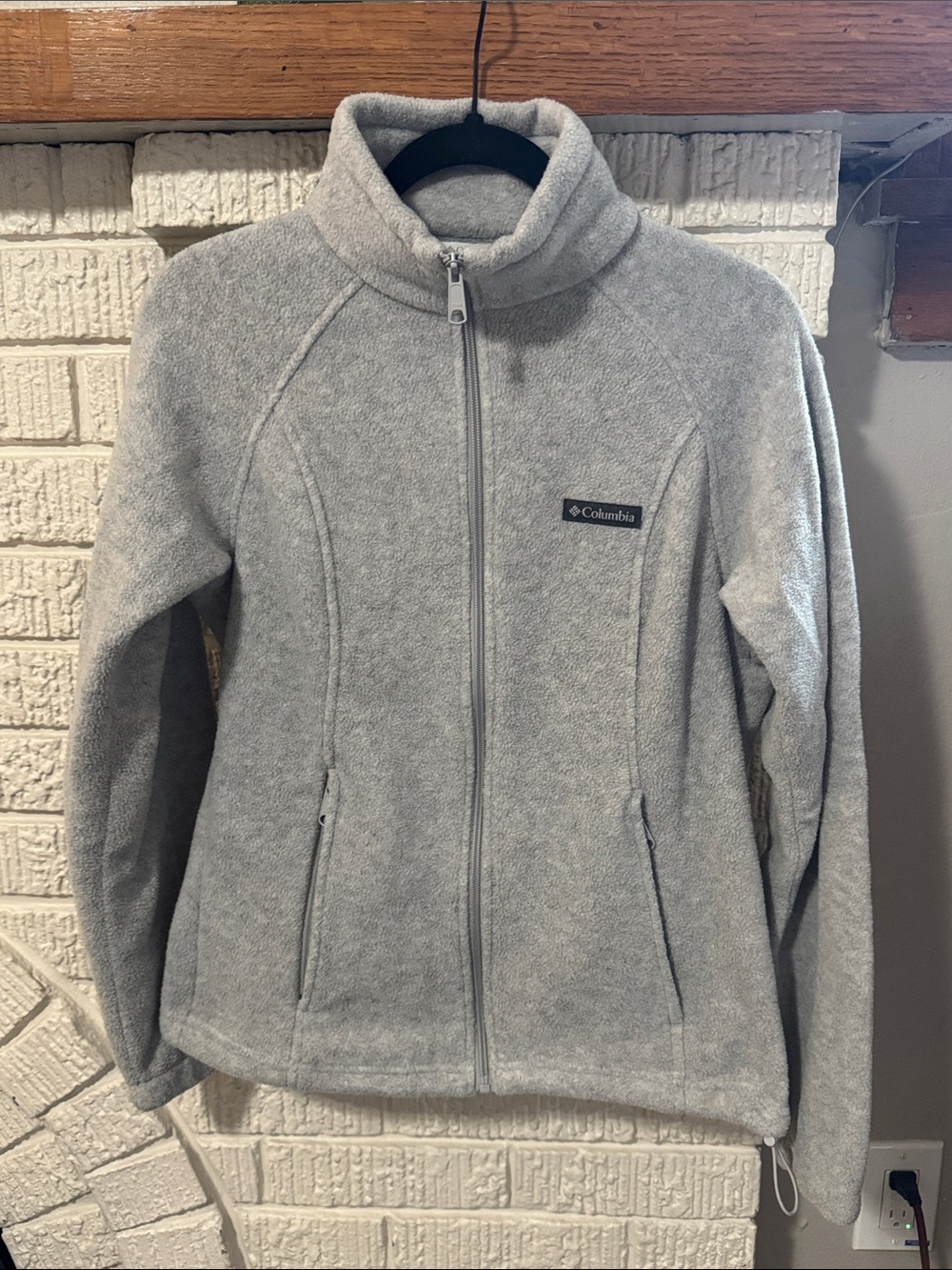 Columbia Light Gray Teddy Fleece Full-Zip Jacket